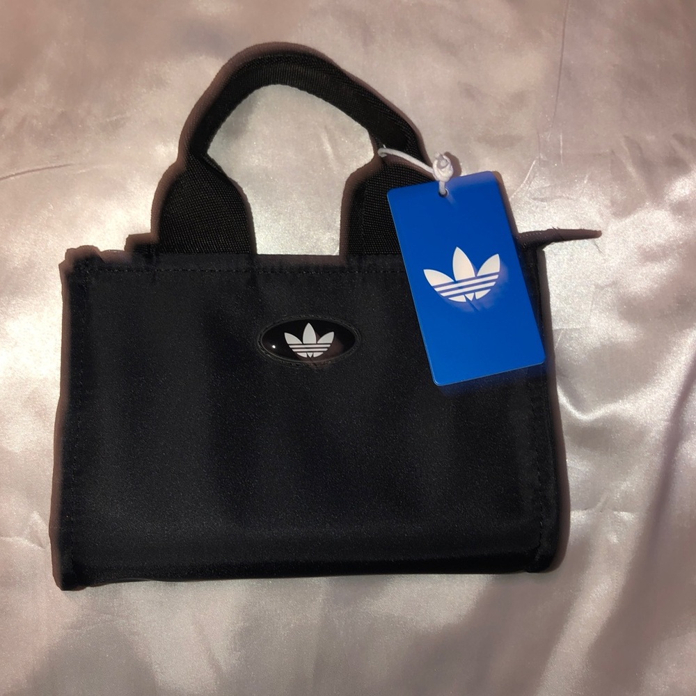 adidas 100% Polyester Black Micro Mino Tote + Crossbody Strap NWT